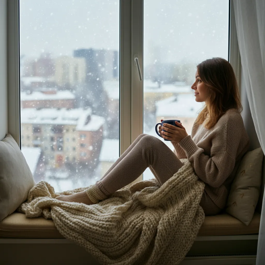 Person practicing mindfulness techniques to manage holiday stress and anxiety.