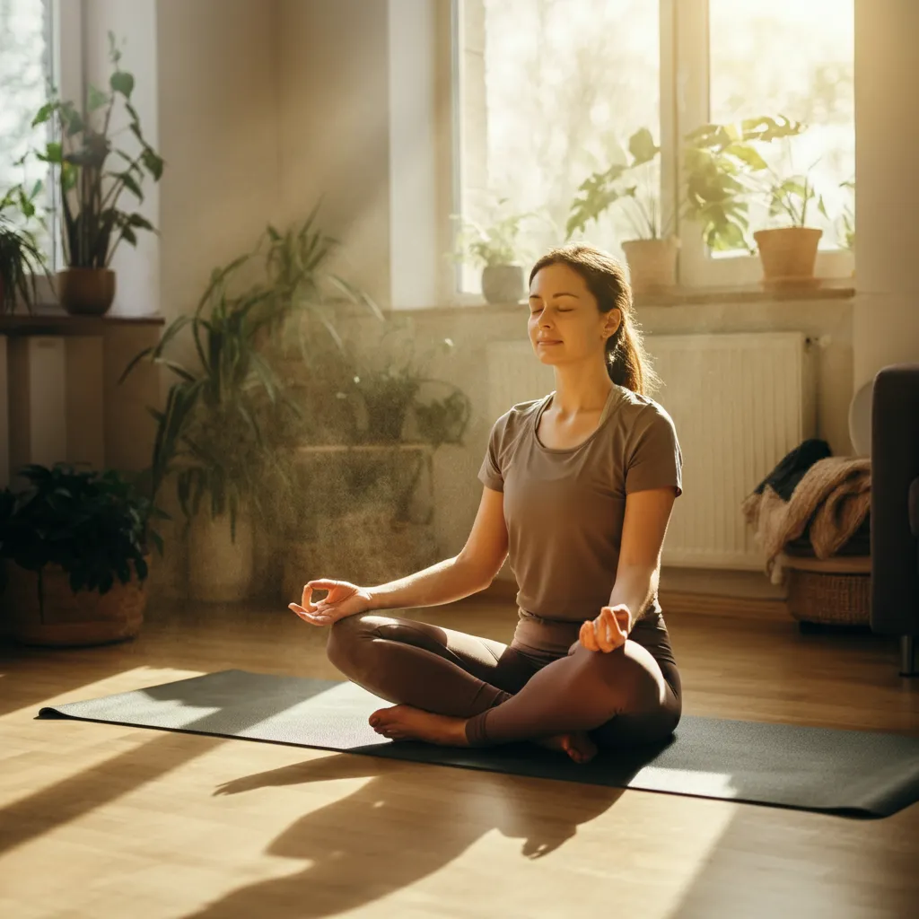 Person finding inner peace through interactive meditation exercises