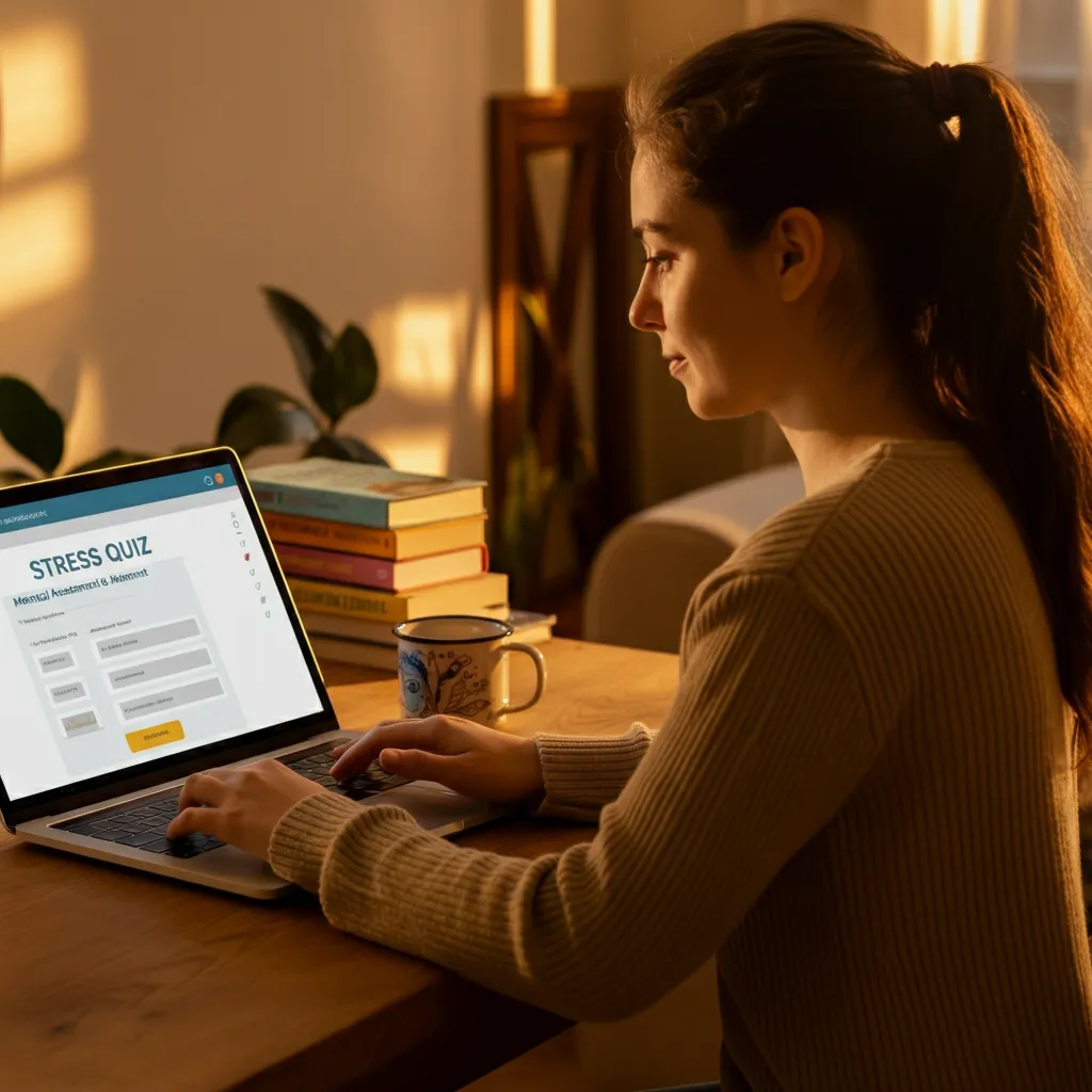 Interactive stress level assessment quiz to help understand and manage stress levels.