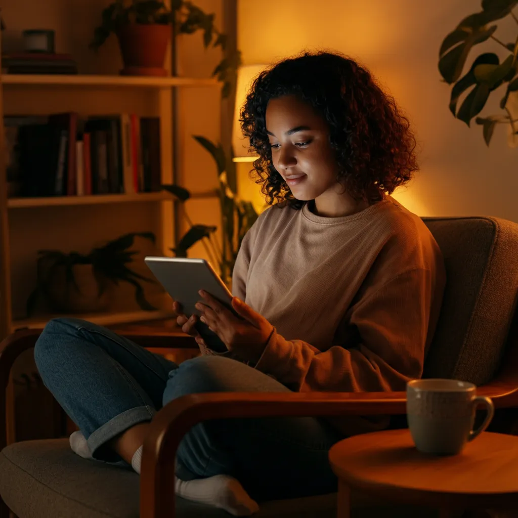 Person using a journaling app on their phone, symbolizing self-reflection and mental wellness.