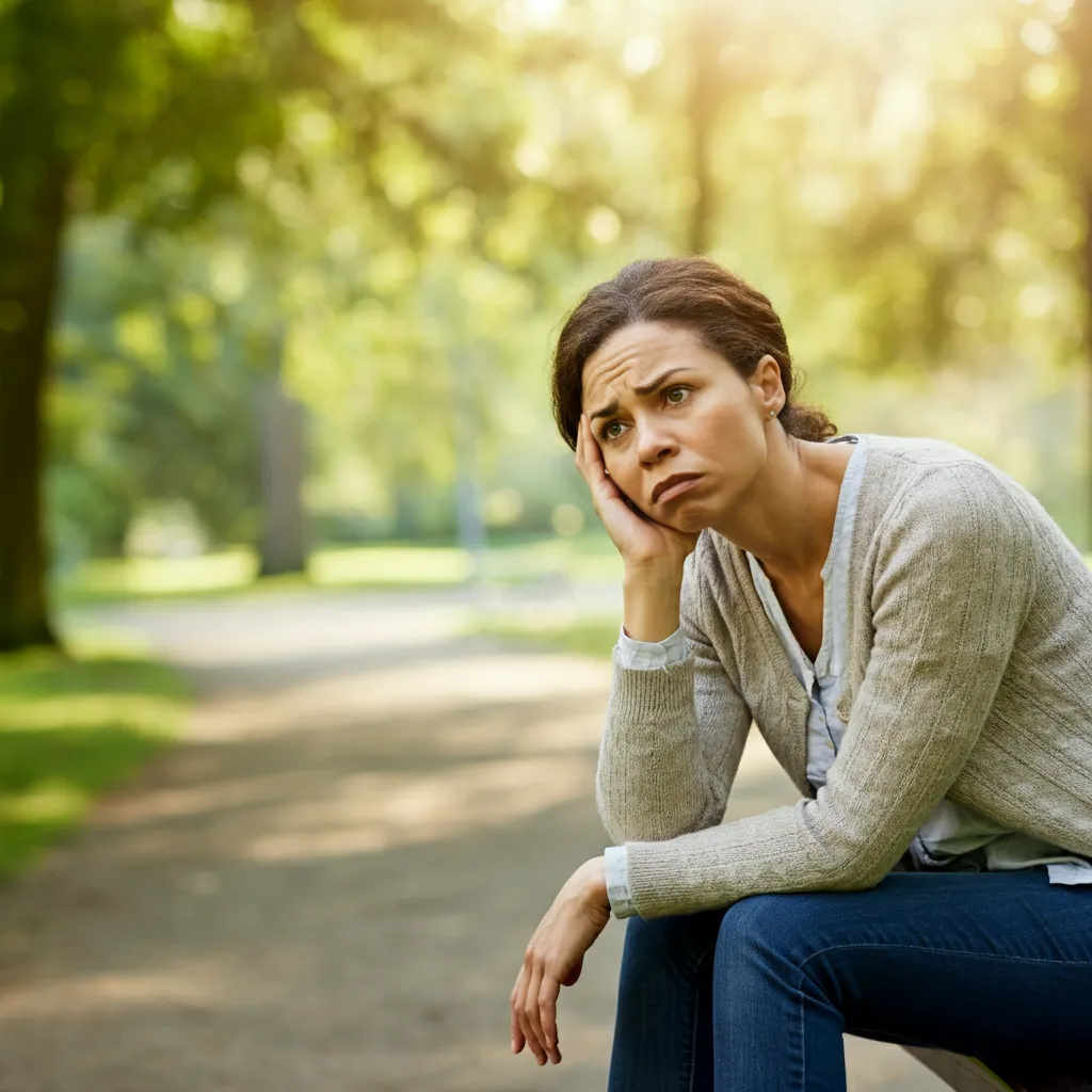 A woman contemplating leaving a marriage due to addiction, finding support and considering her options.