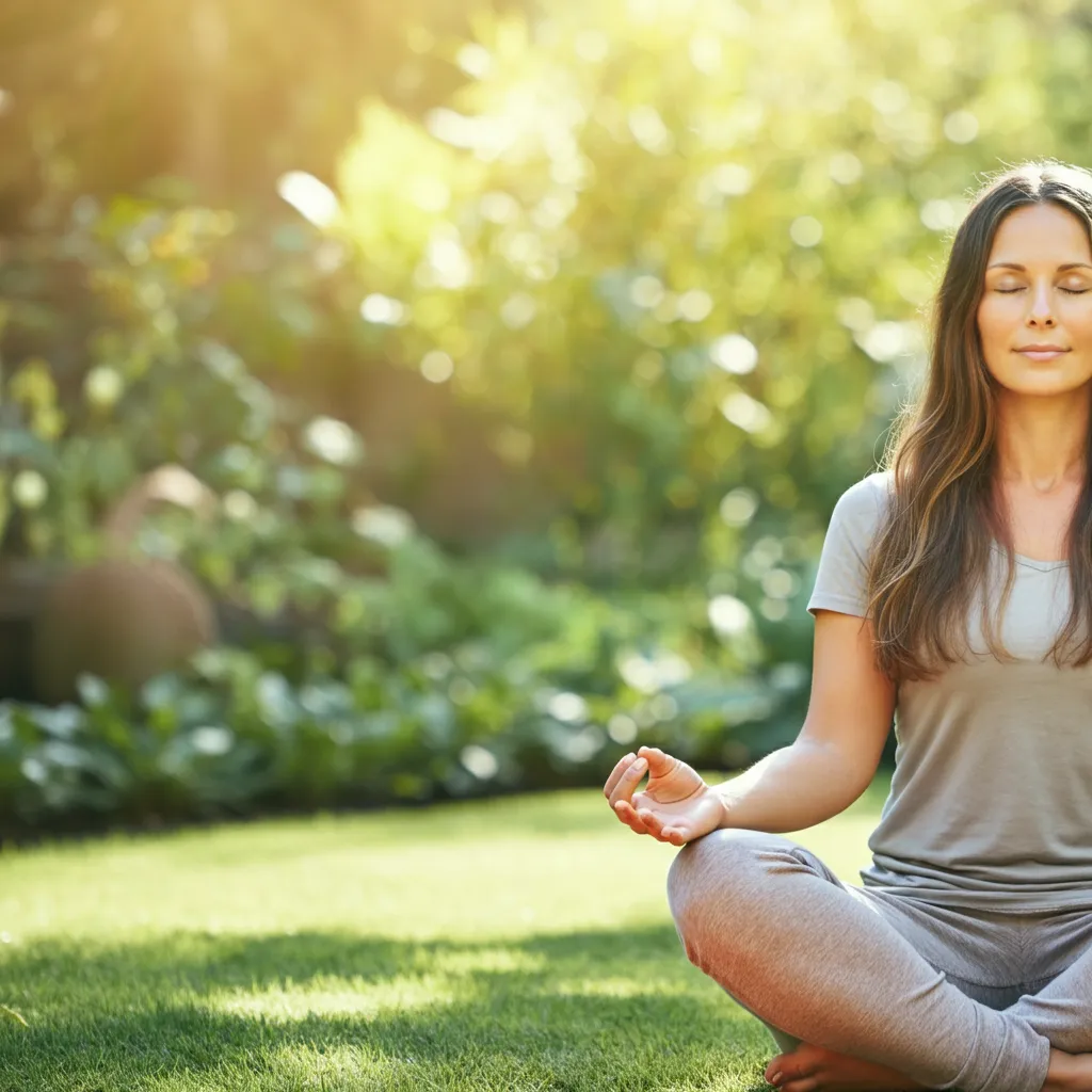 Person meditating peacefully, radiating loving-kindness and compassion. Loving-kindness meditation promotes self-compassion, reduces stress, and strengthens connections with others.