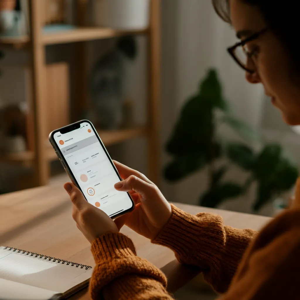 Person using technology to manage ADHD and phone addiction by organizing schedule and blocking distracting websites.