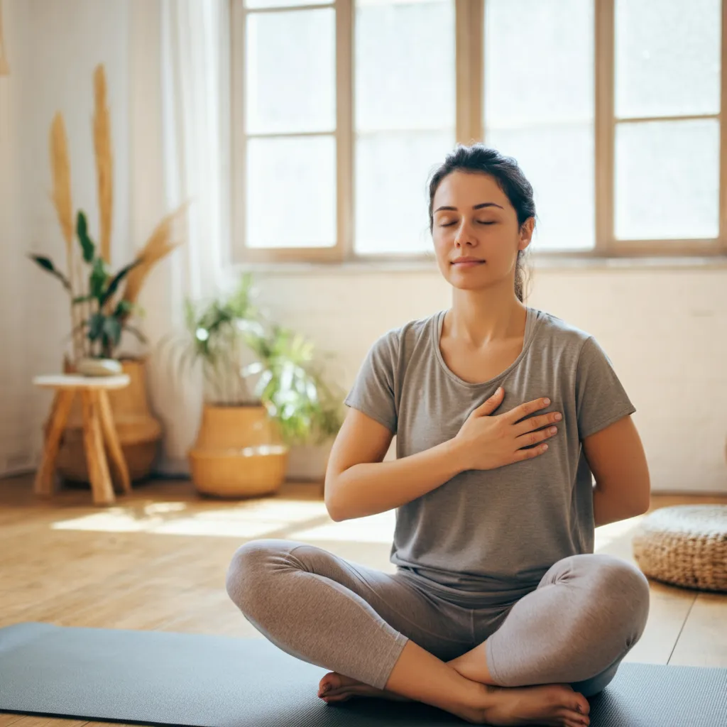 Person practicing relaxation techniques to manage anxiety and relieve neuropathy symptoms.