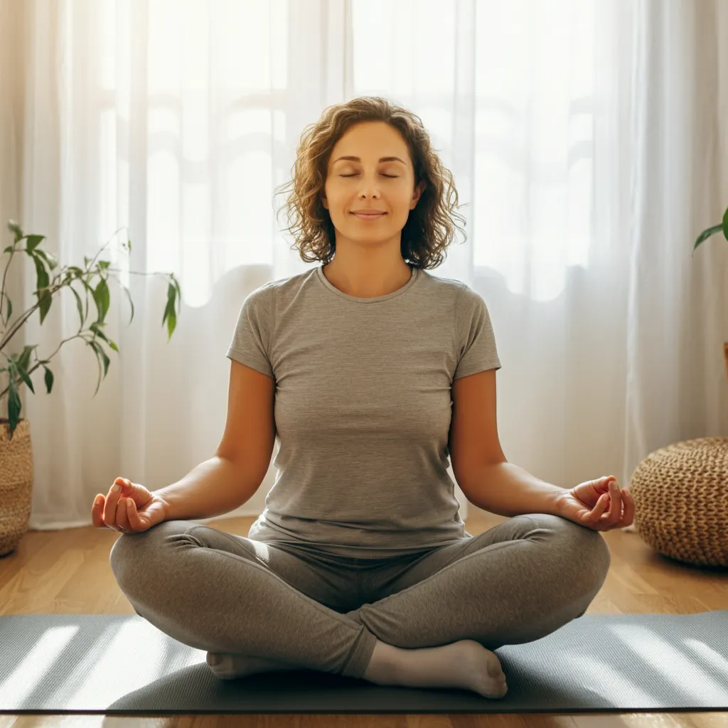 Person practicing relaxation techniques to manage anxiety and reduce neuropathy-like symptoms.