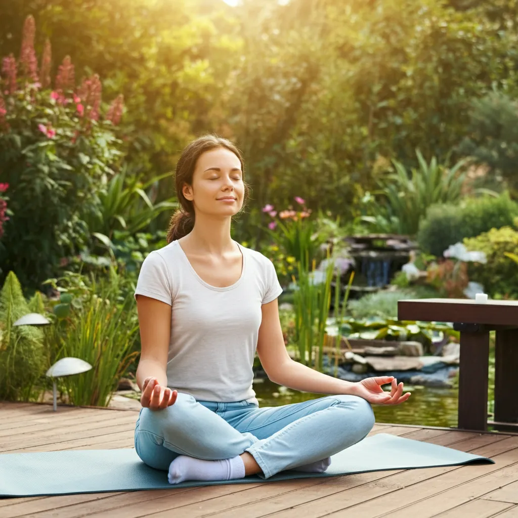 Person practicing self-care strategies for managing bipolar disorder and social anxiety, including mindfulness, and connecting with support network.