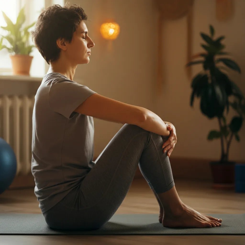 Person practicing mindfulness techniques to manage difficult emotions like anxiety, sadness, anger, and grief.