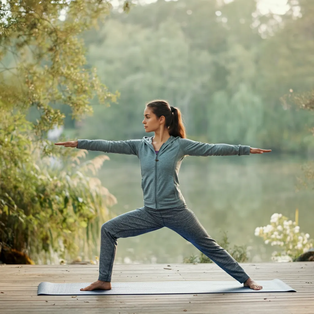 Person practicing mindfulness techniques for managing emotional release and physical symptoms, including meditation, deep breathing, yoga, and other relaxation methods.