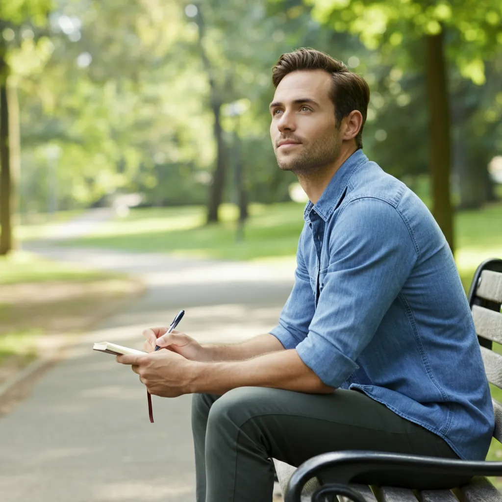 Man taking control of his anger, improving well-being and mental health.