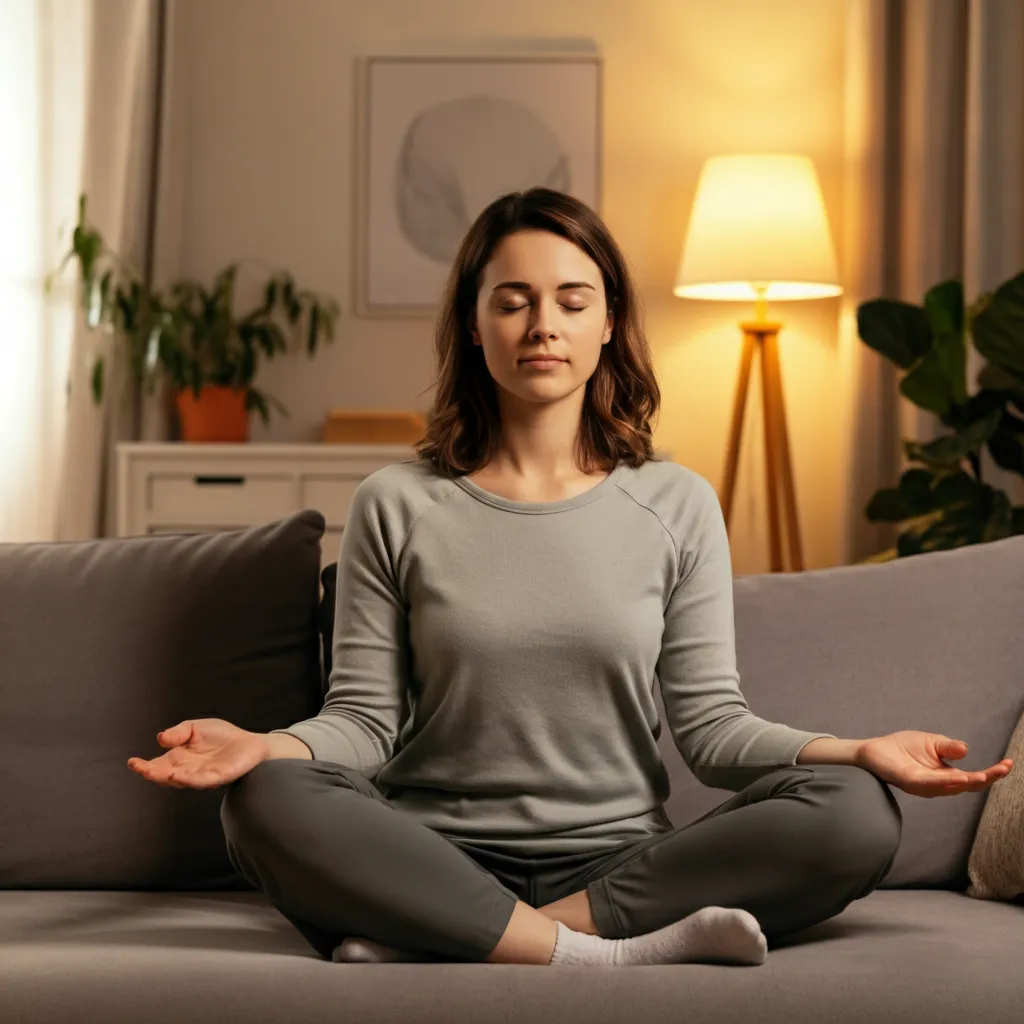 A calming image representing managing the neurological symptoms of anxiety through techniques like mindfulness, breathing exercises, and lifestyle changes.