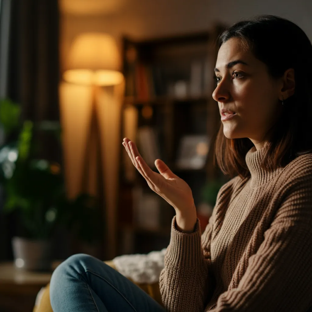 Person practicing mindfulness and active listening to manage oversharing.