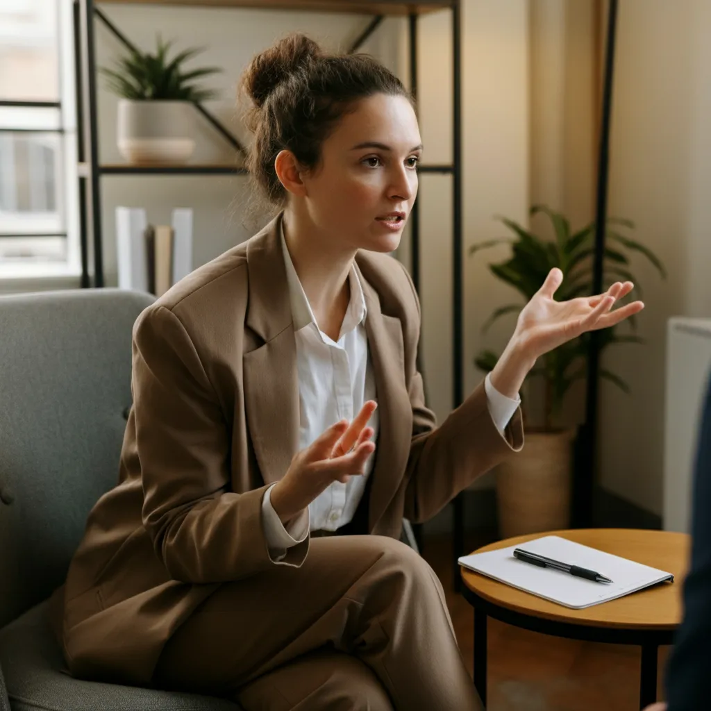 Person actively participating in a coaching session, demonstrating open communication and goal setting for a successful coaching experience.