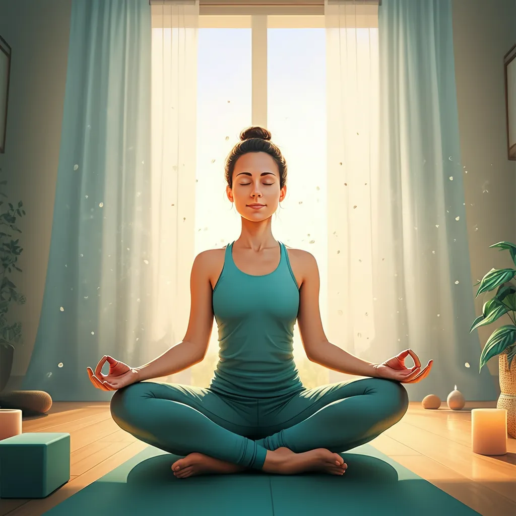 A person peacefully meditating, representing the connection between mind and body for improved mental wellbeing.