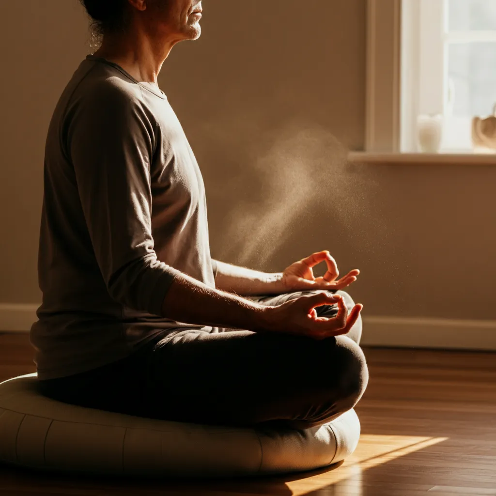 Person meditating peacefully, symbolizing mindfulness and meditation techniques for anger management.