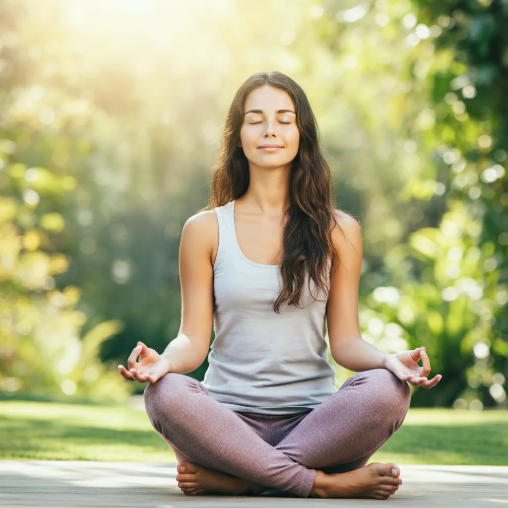 Person meditating peacefully, representing the mental clarity achieved through mindfulness and meditation practices.