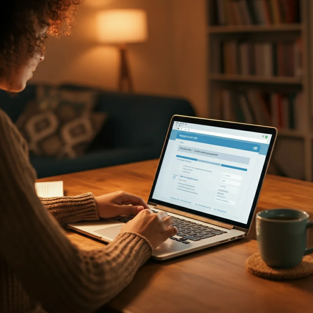 Person completing an online OCPD test or self-assessment on a laptop.