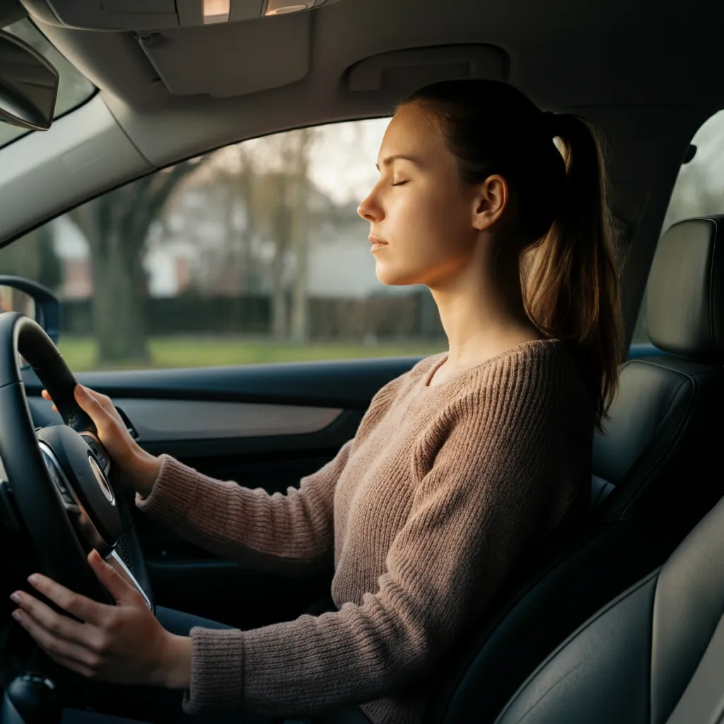 Person driving a car, symbolizing overcoming driving anxiety with practical tips and techniques.