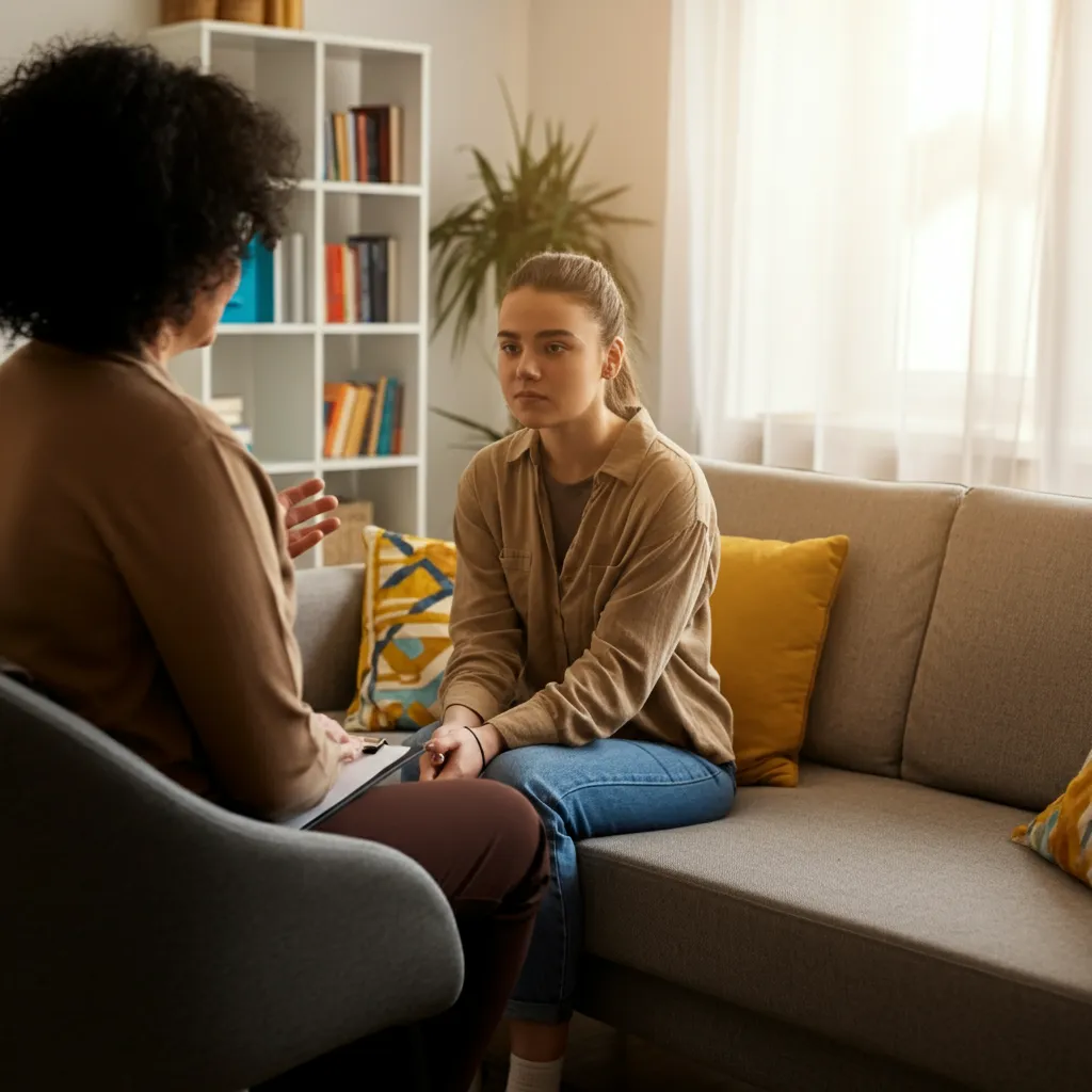 Person seeking therapy for intimacy issues, illustrating the benefits of professional help for building healthy relationships.