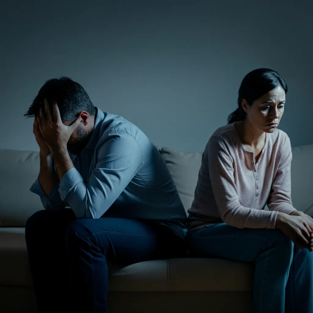 Conceptual image representing the negative impact of pornography addiction on intimate relationships, leading to damaged intimacy, increased conflict, decreased sexual satisfaction, and strain on family dynamics.