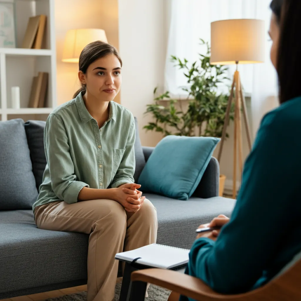 Person preparing for their first therapy session by researching and gathering information.