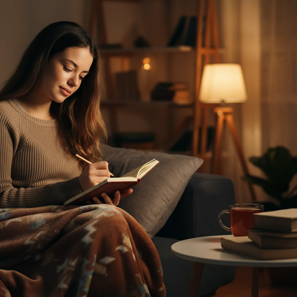 Person preparing to discuss trauma in therapy, using grounding techniques, journaling, and creating a safe space for self-reflection.