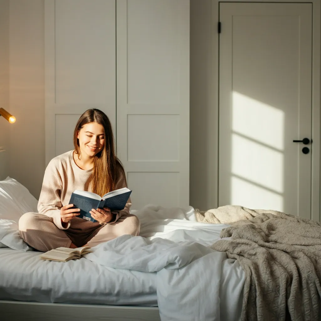 Person maintaining a clean and organized room to prevent depression relapse, symbolizing ongoing mental health care.