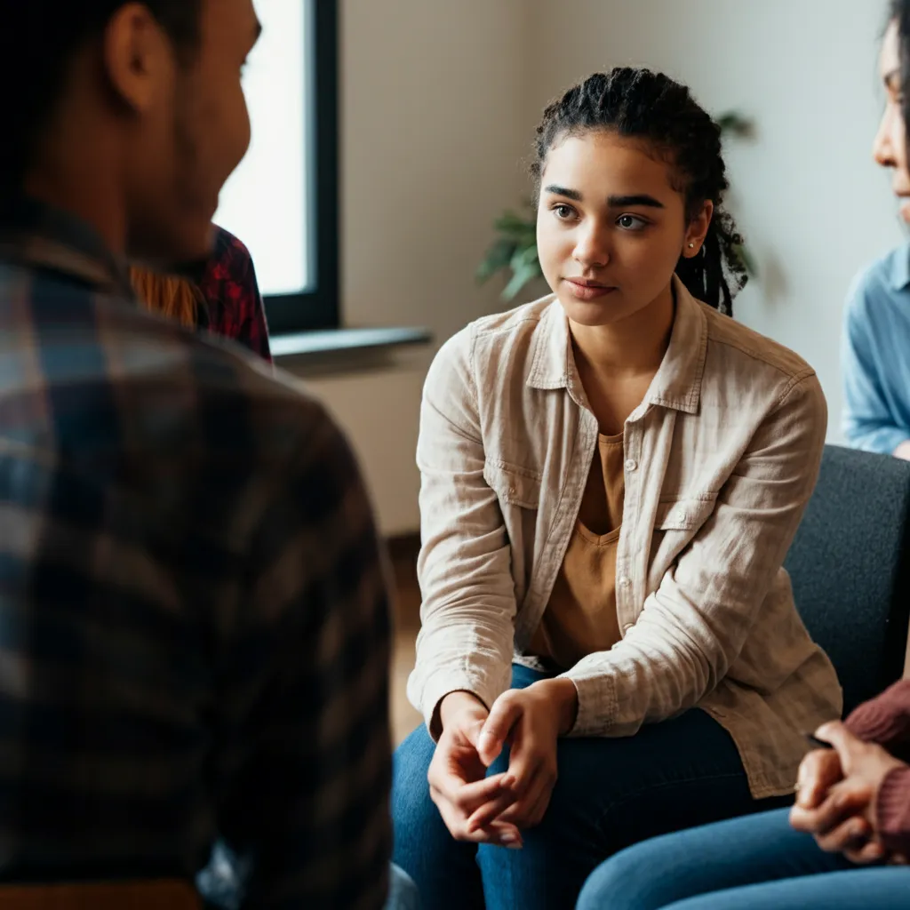 Person receiving peer support from a friend.