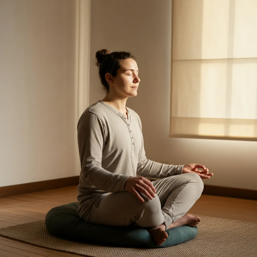 Person with ADHD practicing relaxation techniques to manage stress and improve focus.