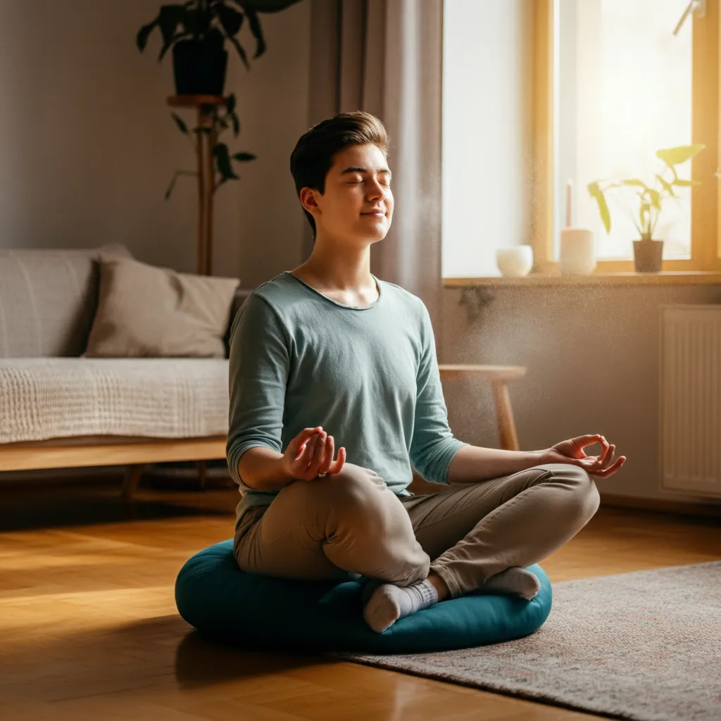 Person with ADHD practicing relaxation techniques to find calm amidst the chaos.