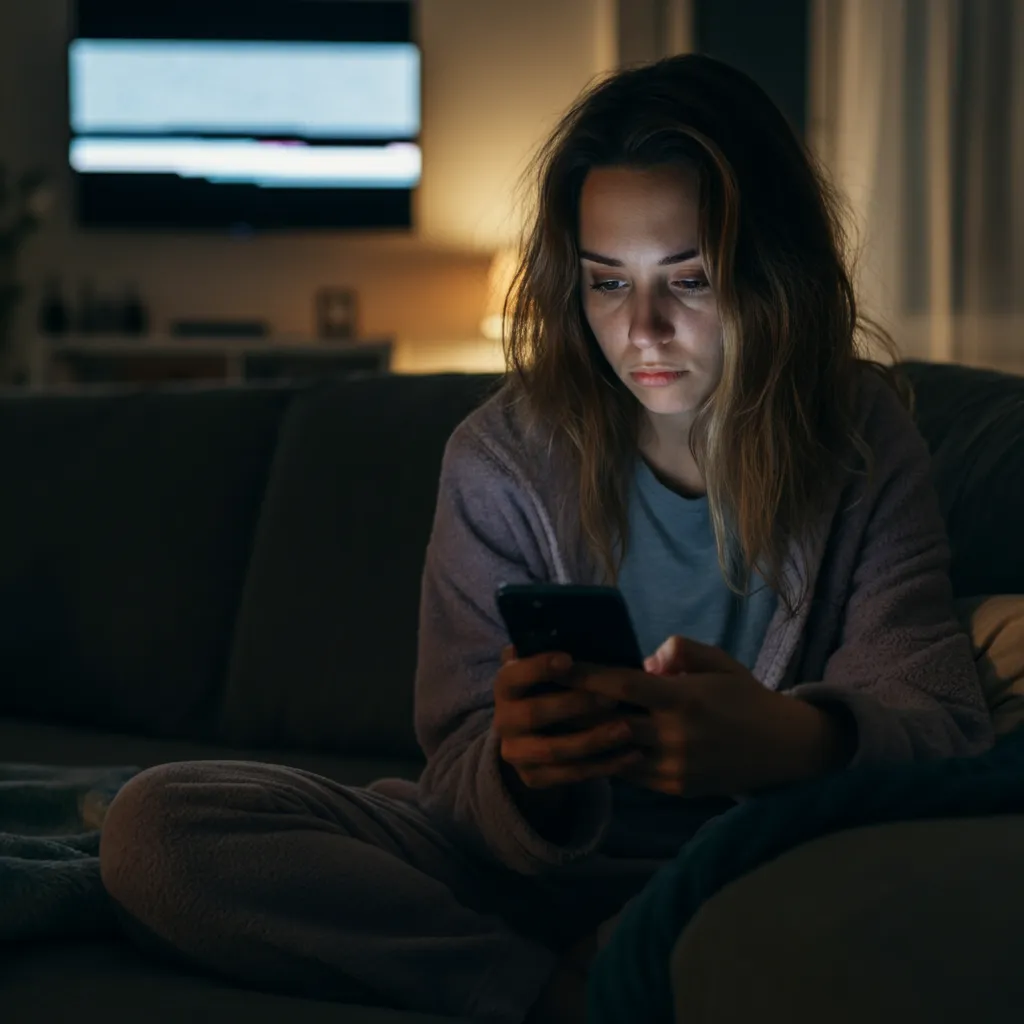 Person caught in a repetitive scrolling cycle on their phone, symbolizing scrolling addiction and the need to break free.