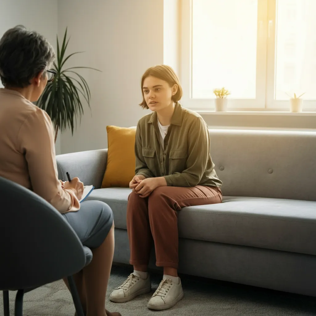 Person seeking professional support for anger management.