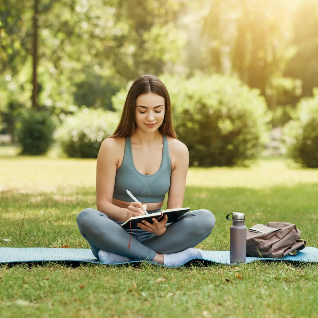 Person practicing self-care activities like exercise, journaling, and spending time in nature to heal after a breakup.