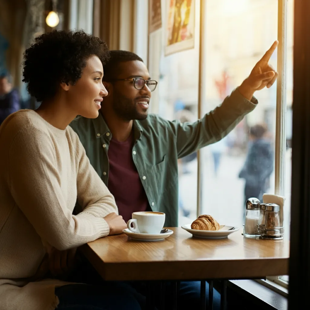 A man making future plans with a woman, showing emotional attraction.