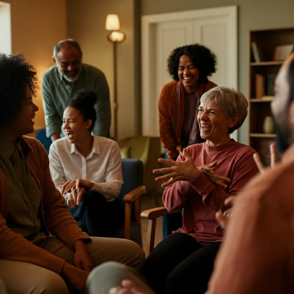 People socializing and connecting, representing the positive impact of social interaction on brain health.