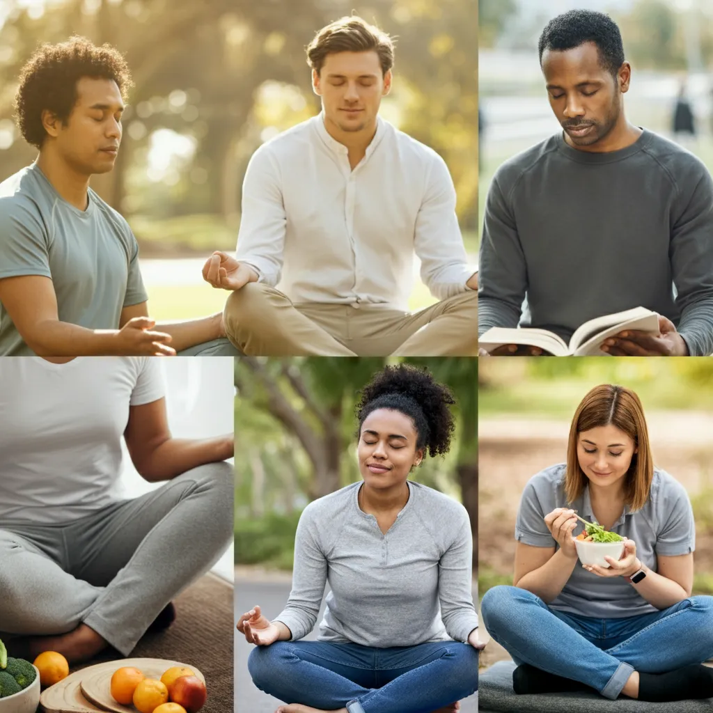 A person enjoying a stress-resilient lifestyle by incorporating self-care, healthy boundaries, good sleep, balanced nutrition, strong support system, and balanced work, rest, and play.