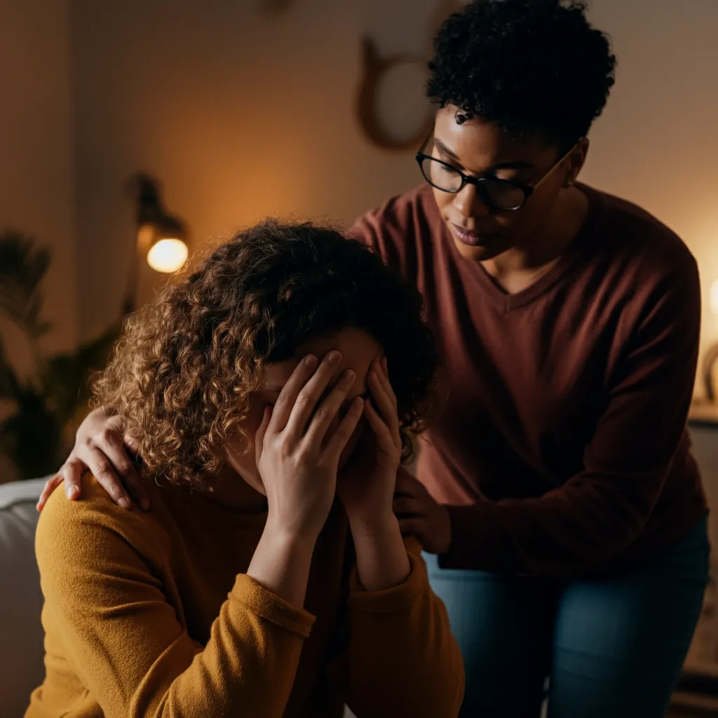 Person comforting someone experiencing anxiety, illustrating practical tips for support and understanding.