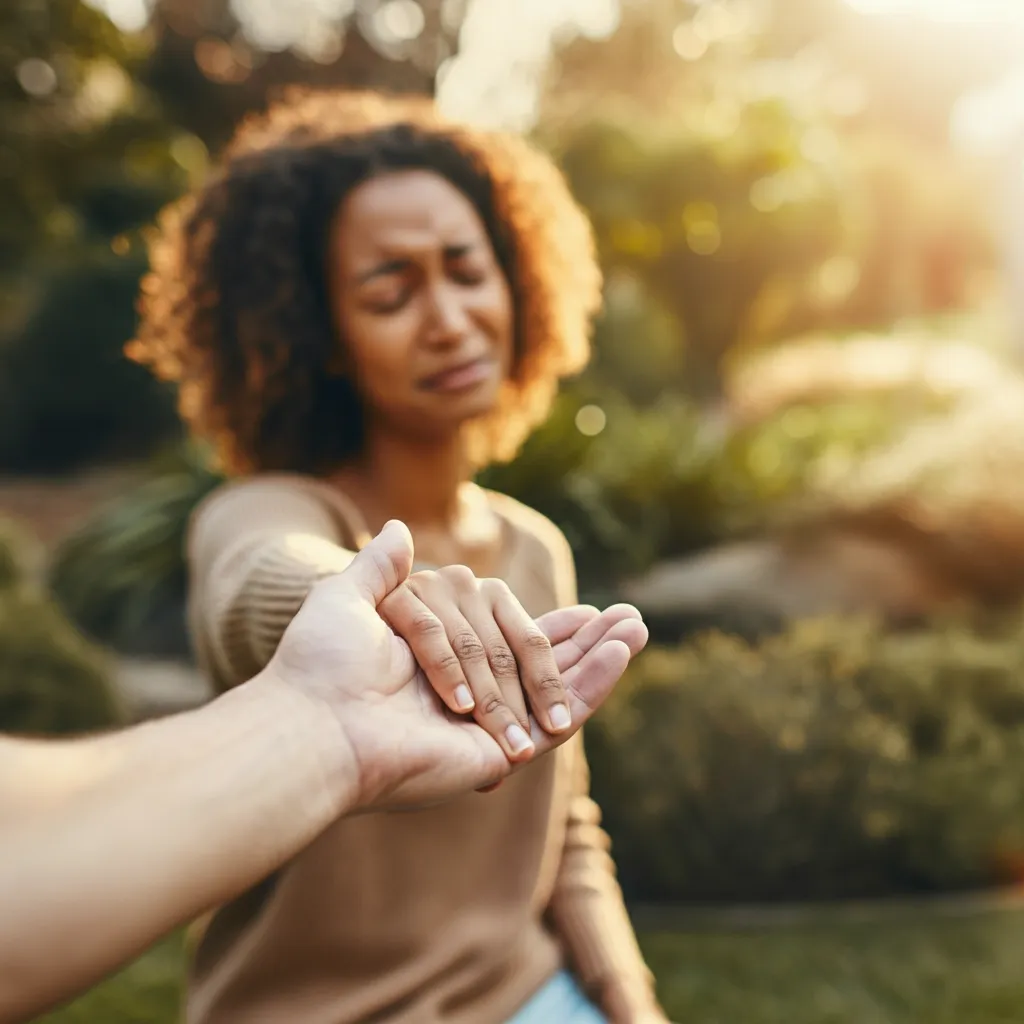 Person holding a light bulb, symbolizing taking control of anxiety and finding solutions for mental health and stress management.