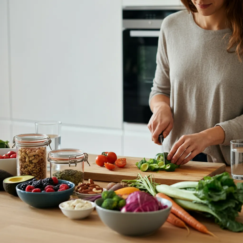 A colorful plate of nutritious foods representing a trauma-informed approach to nutrition and healing.