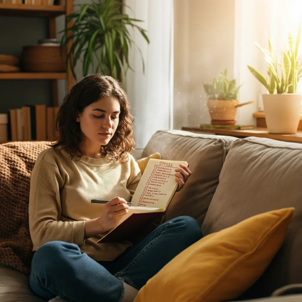 A person reflecting on their stress levels, symbolizing the importance of understanding and managing stress through tools like a stress checklist.