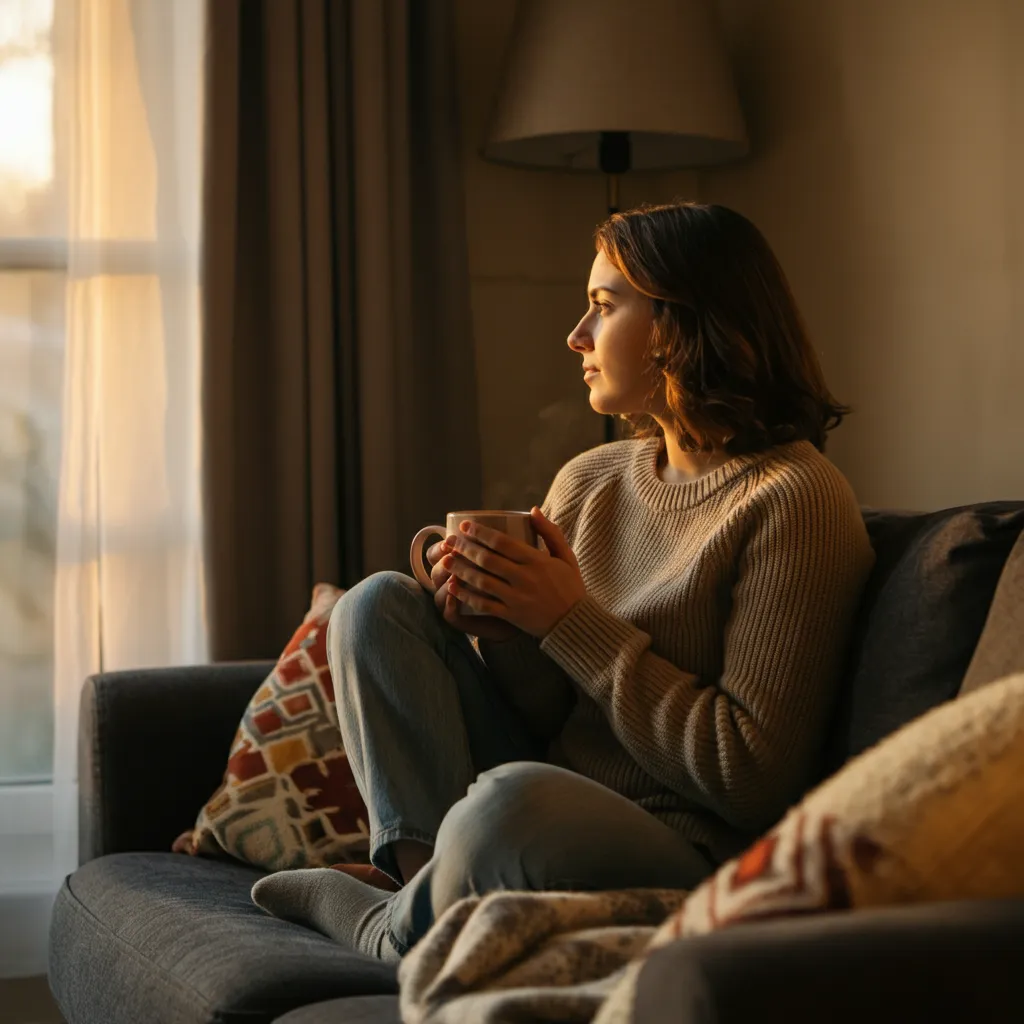 Illustration depicting the emotional and psychological signs of unhealed relationship trauma, such as anxiety, depression, low self-esteem, difficulty trusting, emotional flashbacks, hypervigilance, and fear of abandonment.