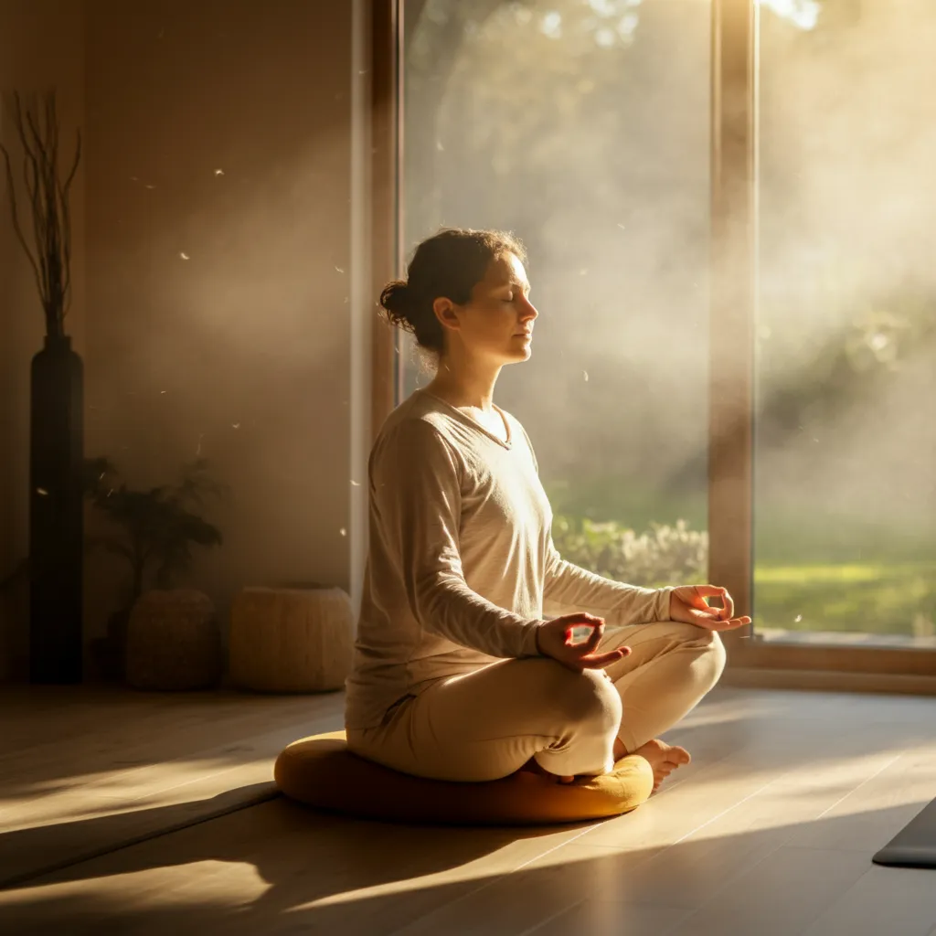 Person practicing self-care and coping strategies for managing Unspecified Trauma and Stressor-Related Disorder (UTSRD) symptoms, including stress reduction and resilience building techniques.